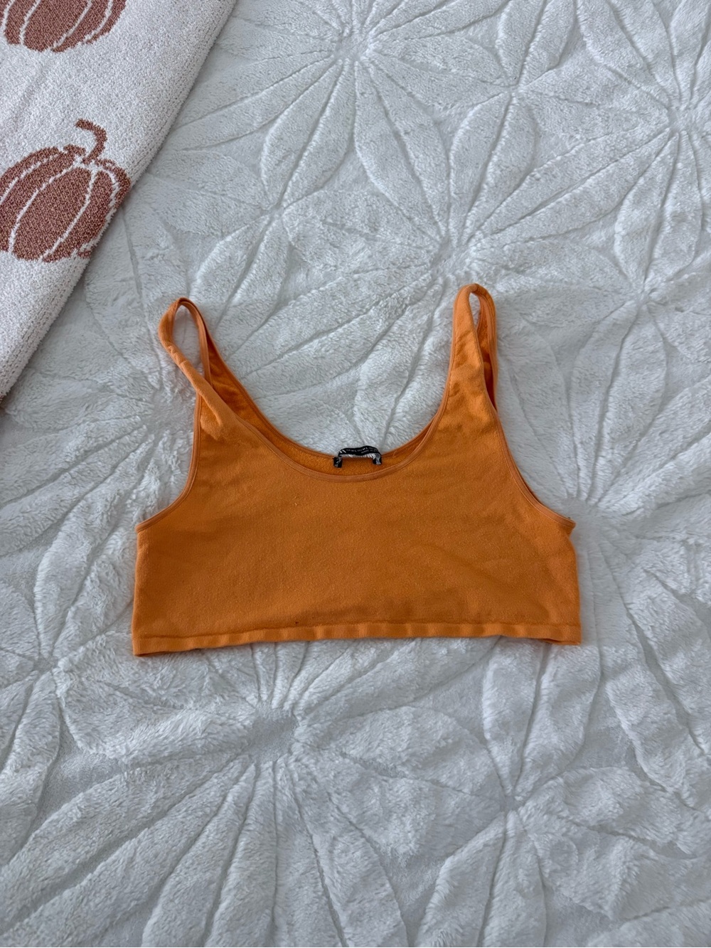 Zara Orange Ribbed Cropped Camisole